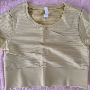 Offline Women's Yeloow Green Cream Ribbed Crop Top